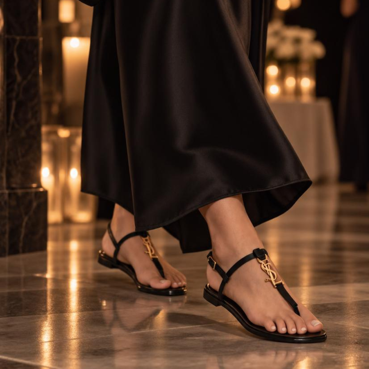 Cassandra Patent Leather Flat Sandals