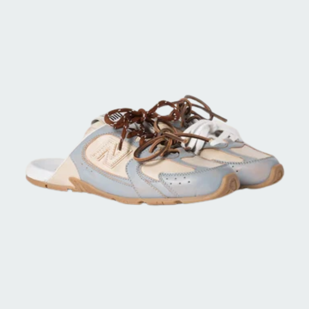 530 SL Mules – Bleached Leather & Gum Sole Sky Blue Travertine Gray Edition