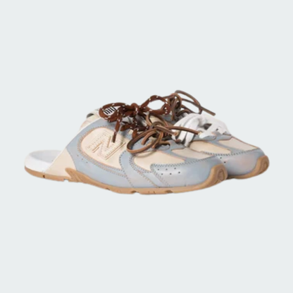 530 SL Mules – Bleached Leather & Gum Sole Sky Blue Travertine Gray Edition