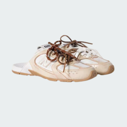 530 SL Mules – Bleached Leather & Gum Sole Travertine Gray White Edition