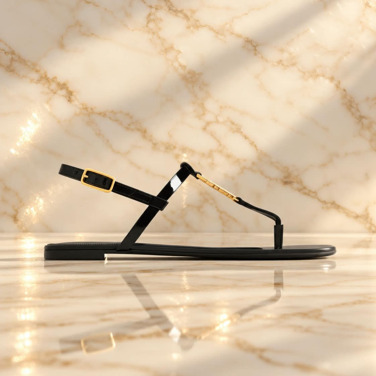 Cassandra Patent Leather Flat Sandals