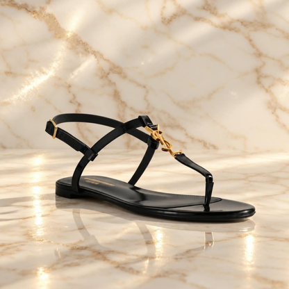 Cassandra Patent Leather Flat Sandals