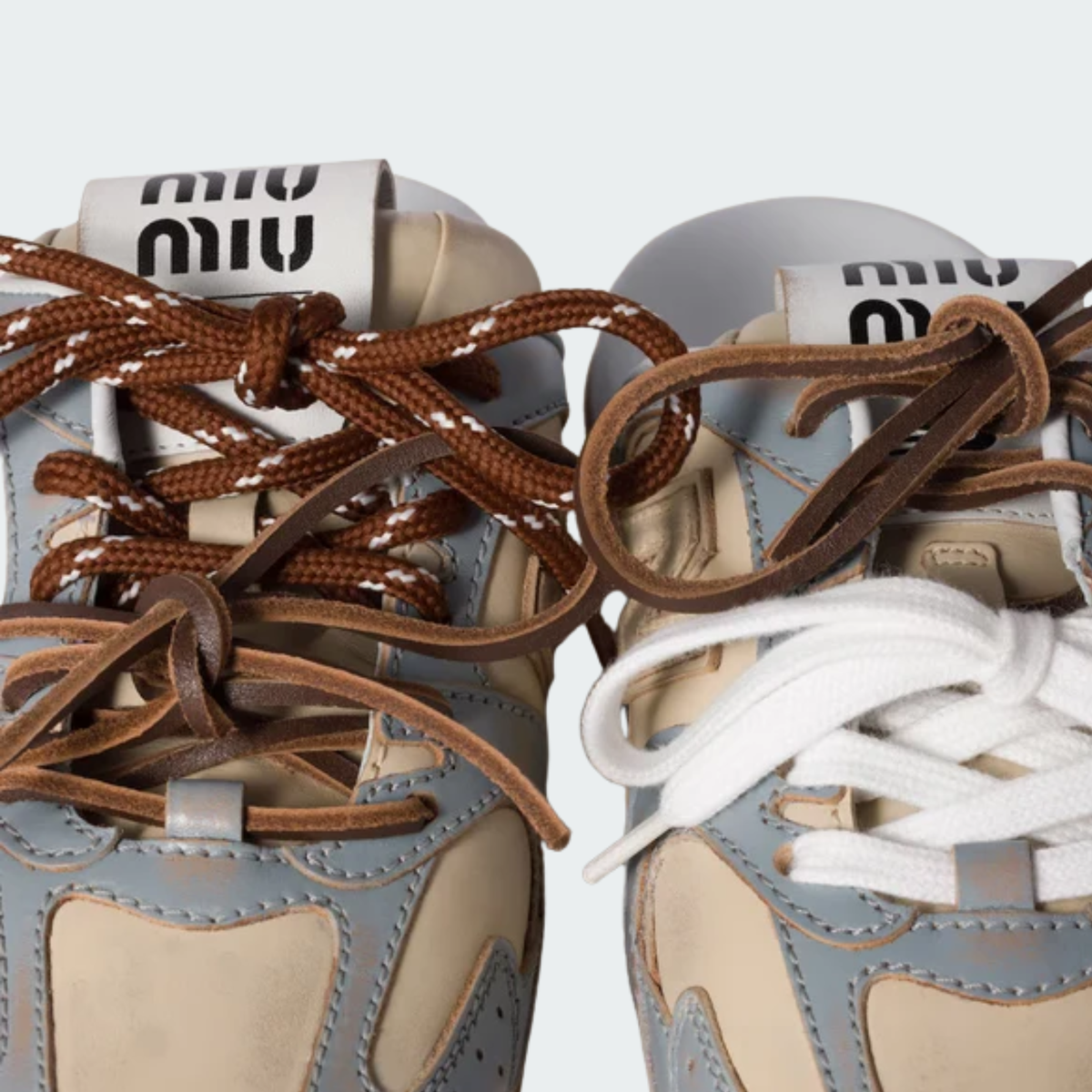 530 SL Mules – Bleached Leather & Gum Sole Sky Blue Travertine Gray Edition