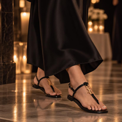Cassandra Patent Leather Flat Sandals