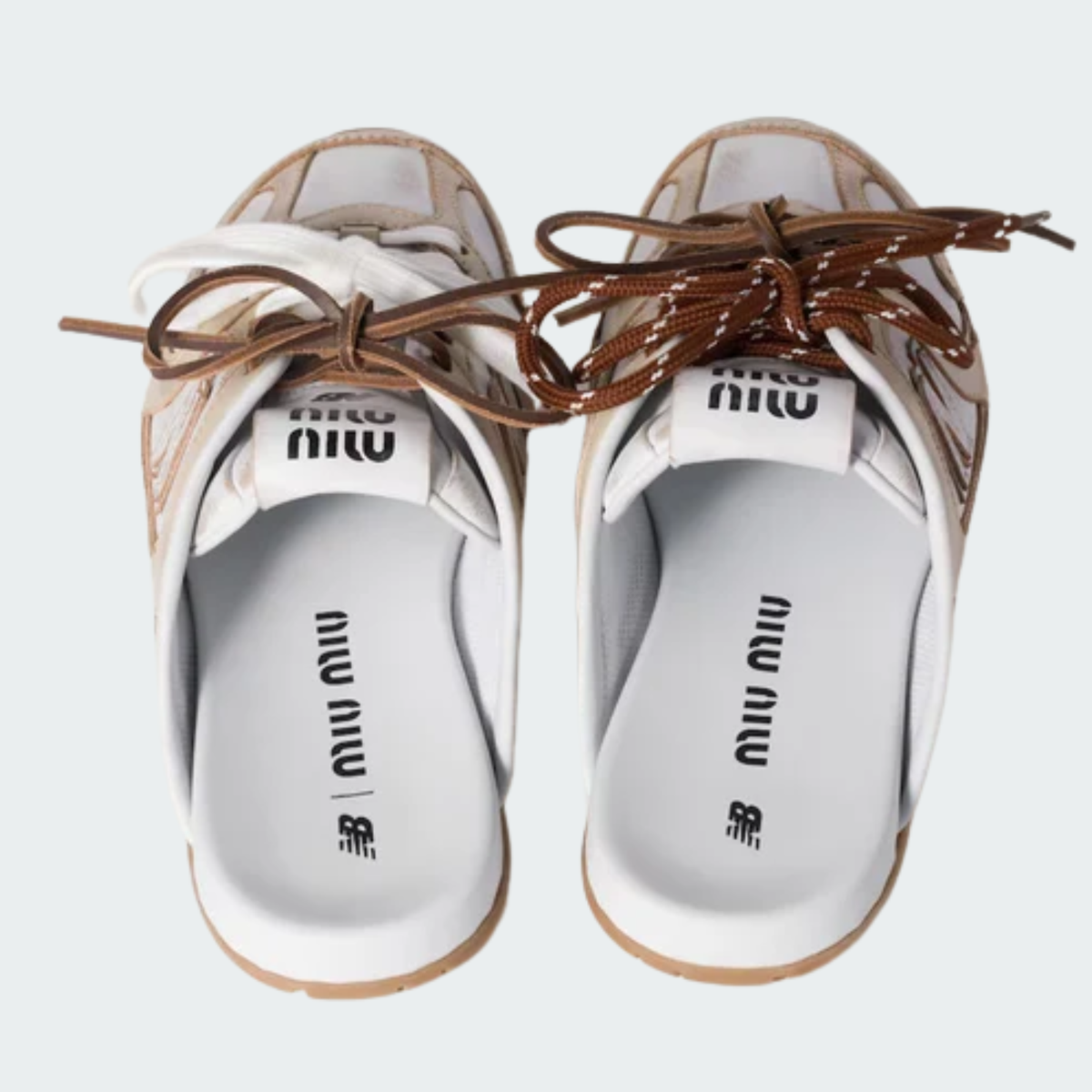 530 SL Mules – Bleached Leather & Gum Sole Travertine Gray White Edition