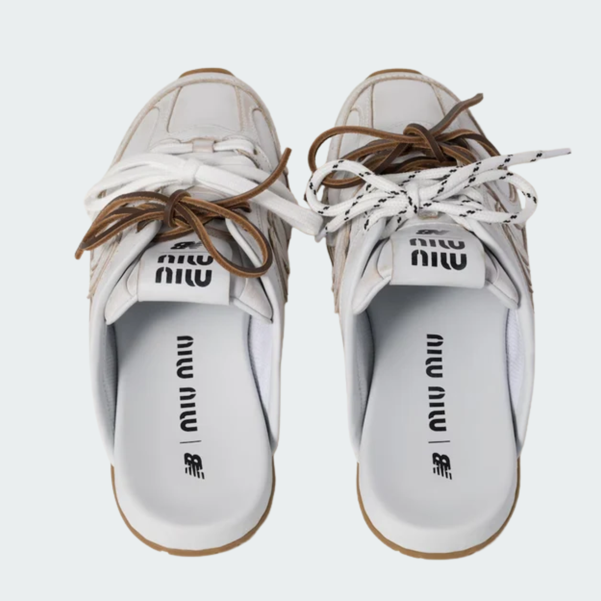 530 SL Mules – Bleached Leather & Gum Sole White Edition
