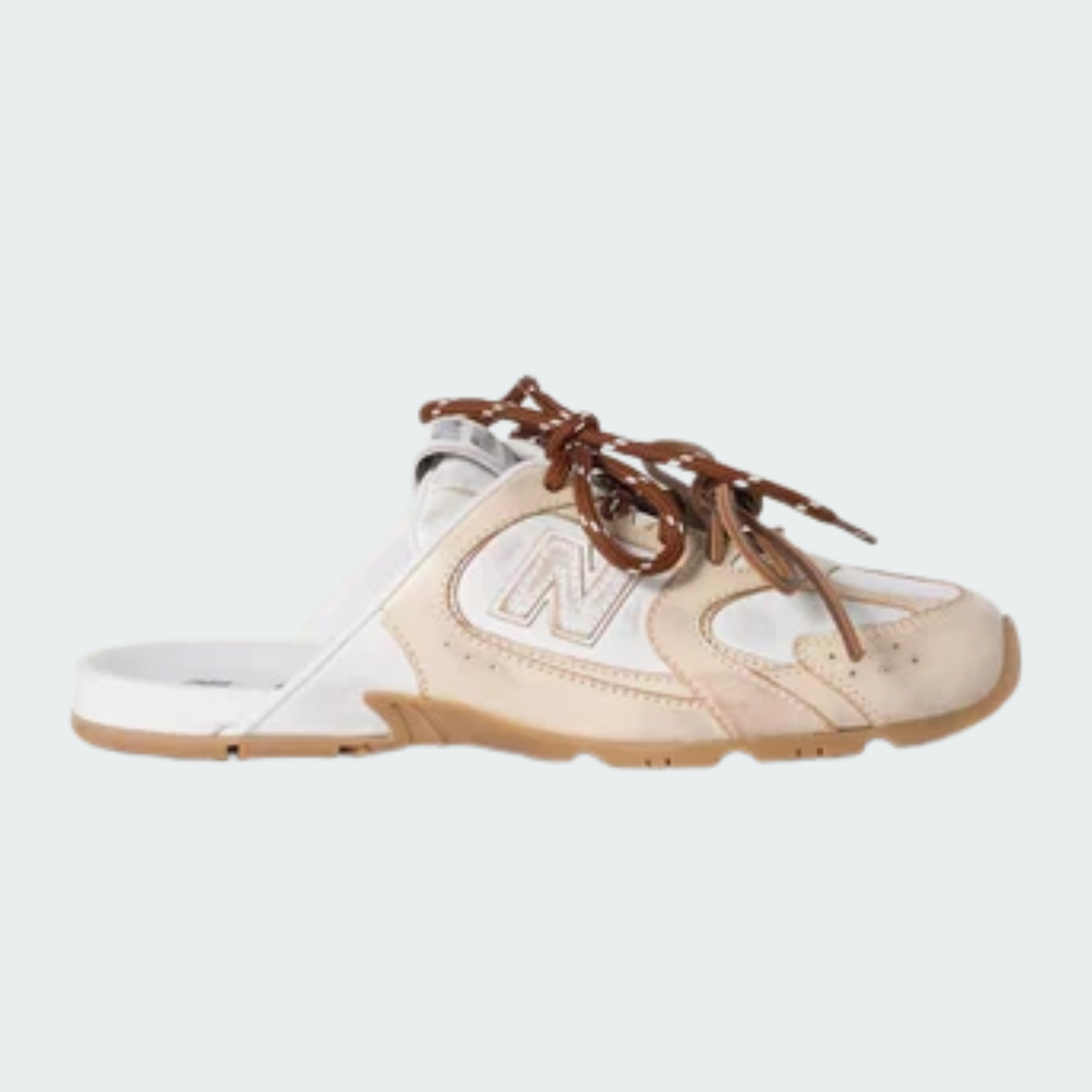 530 SL Mules – Bleached Leather & Gum Sole Travertine Gray White Edition